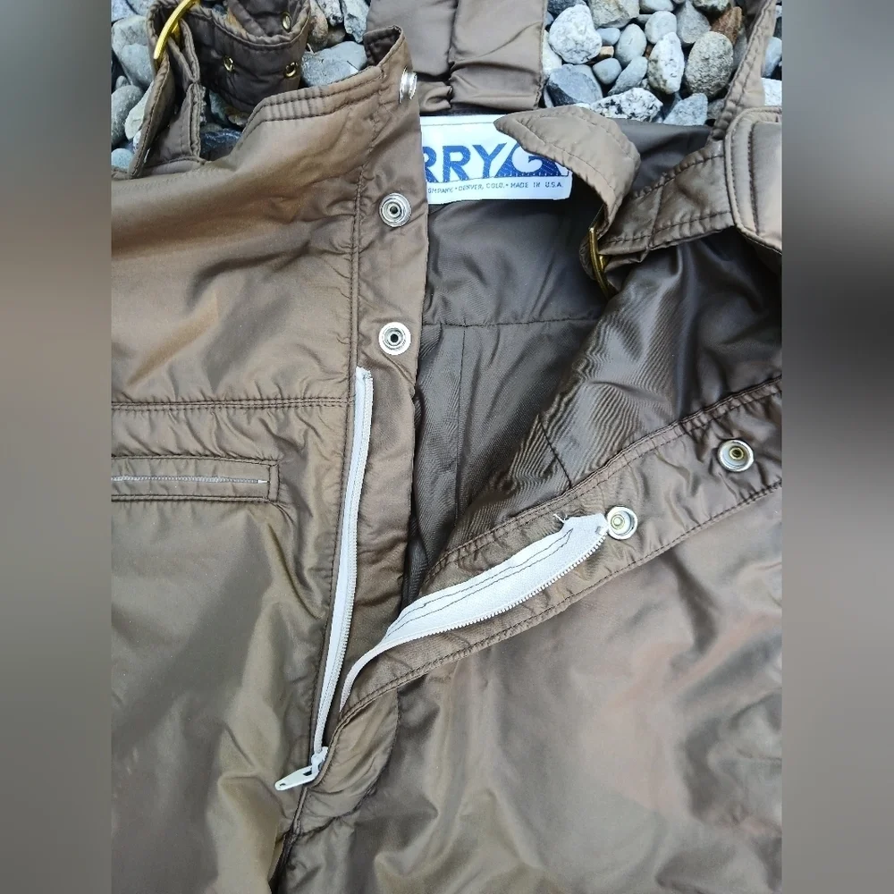 Gerry Nylon Ski Snow Pants Bib Overalls Mens XLarge Brown